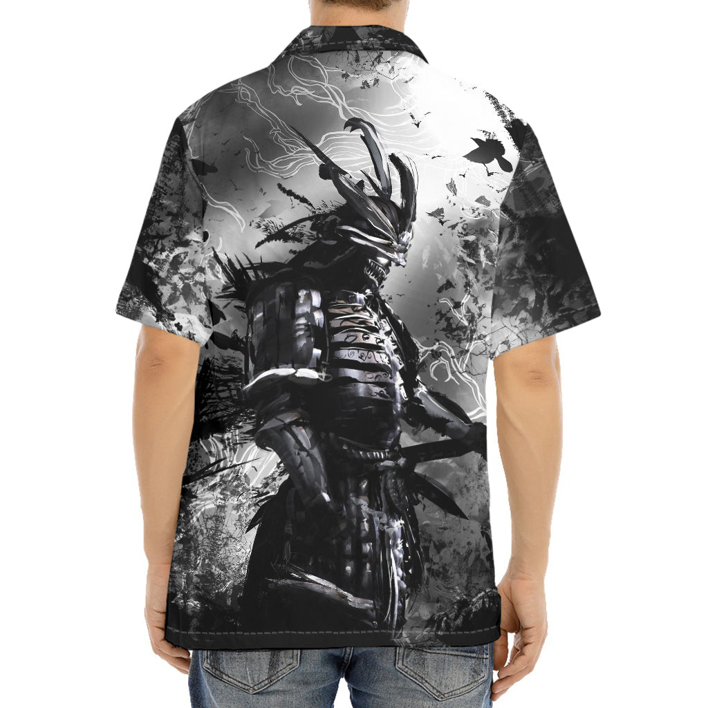 Dark Samurai Warrior Print Aloha Shirt