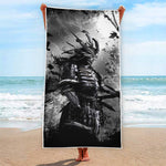 Dark Samurai Warrior Print Beach Towel
