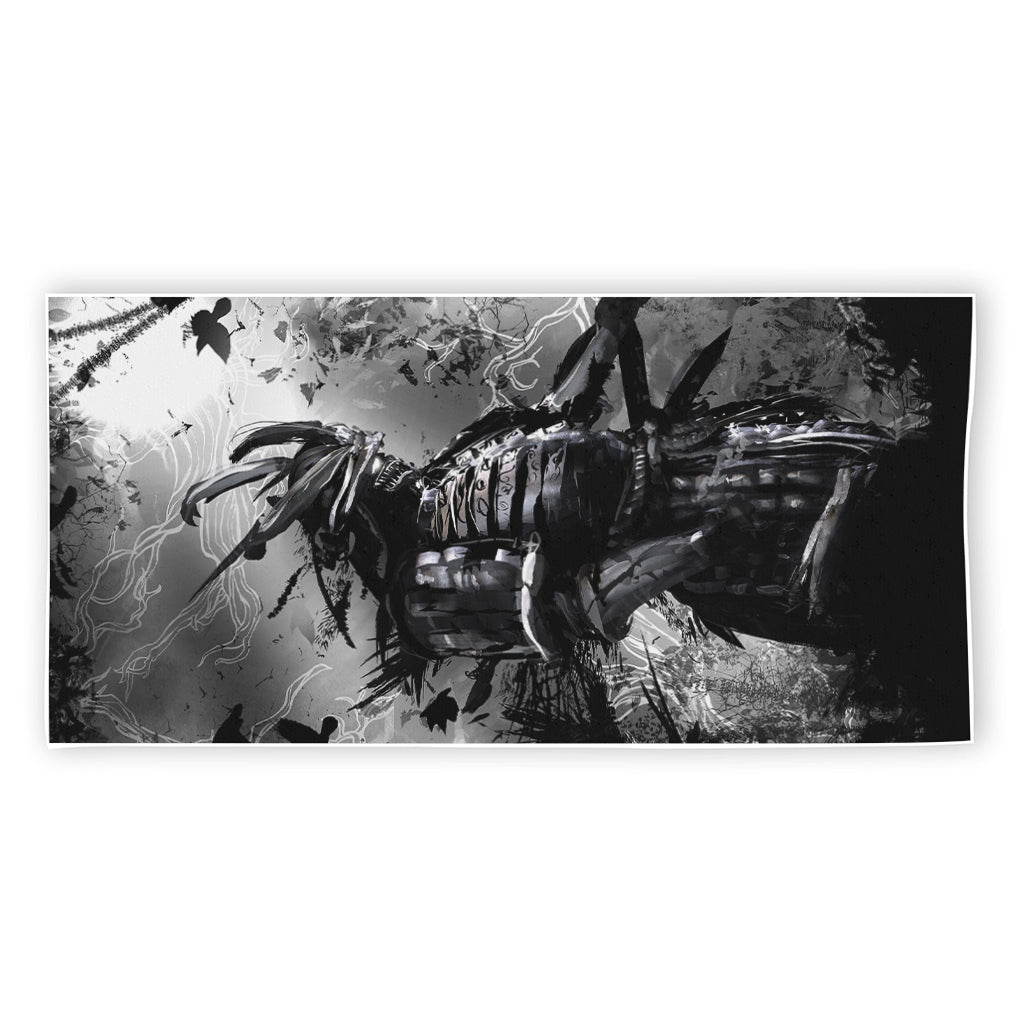 Dark Samurai Warrior Print Beach Towel