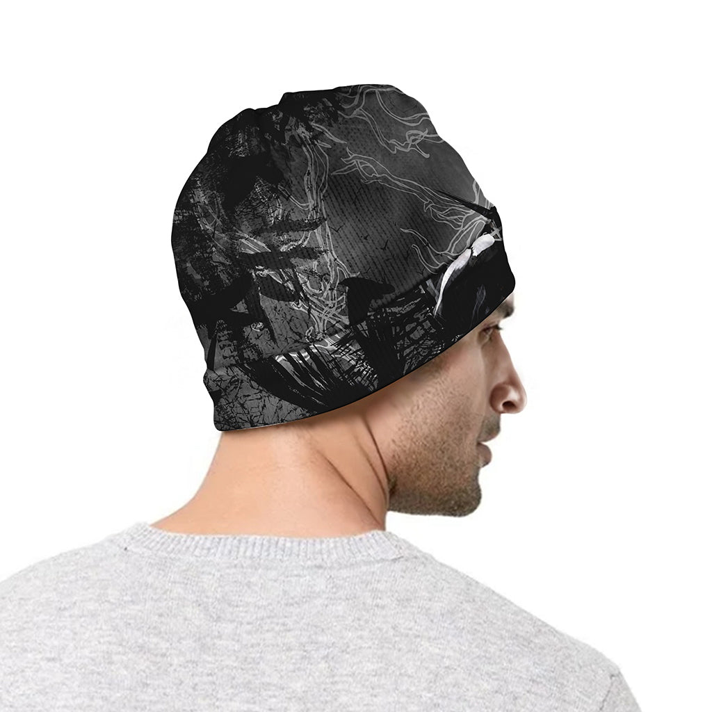 Dark Samurai Warrior Print Beanie