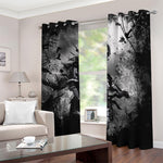 Dark Samurai Warrior Print Blackout Grommet Curtains