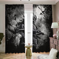 Dark Samurai Warrior Print Dimout Pencil Pleat Curtains