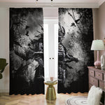 Dark Samurai Warrior Print Blackout Pencil Pleat Curtains