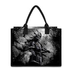 Dark Samurai Warrior Print Canvas Tote Bag
