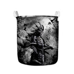 Dark Samurai Warrior Print Collapsible Laundry Basket