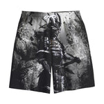 Dark Samurai Warrior Print Cotton Shorts