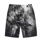 Dark Samurai Warrior Print Cotton Shorts