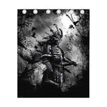 Dark Samurai Warrior Print Curtain