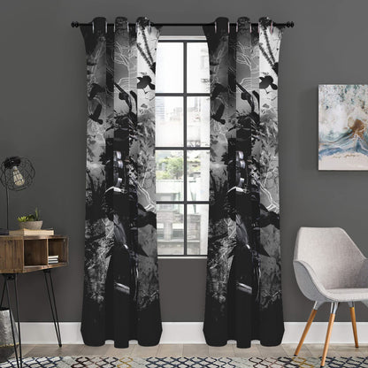 Dark Samurai Warrior Print Curtain