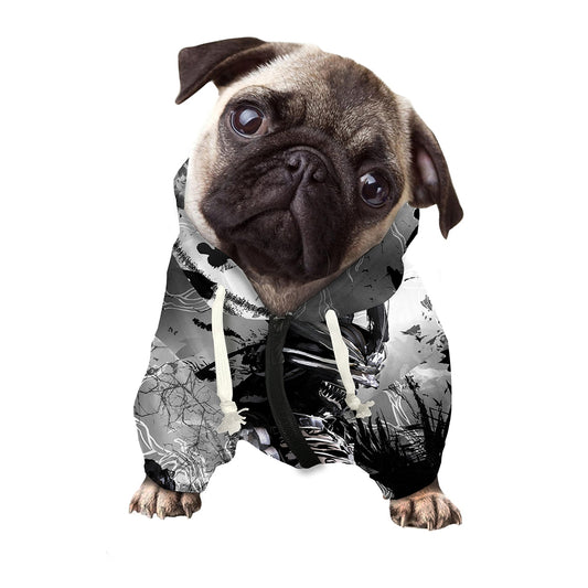 Dark Samurai Warrior Print Dog Zip Up Hoodie