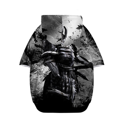 Dark Samurai Warrior Print Dog Zip Up Hoodie