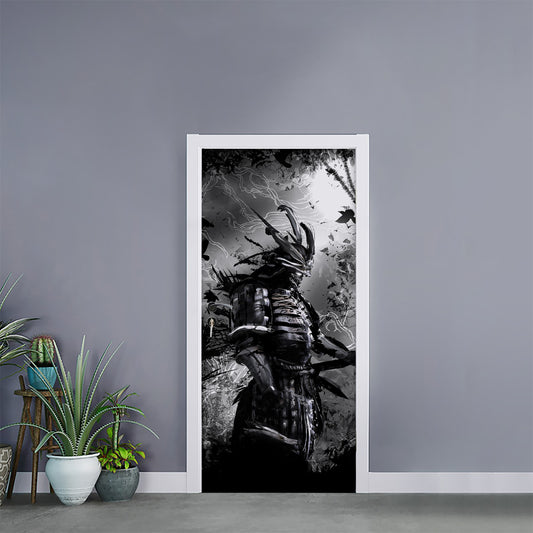Dark Samurai Warrior Print Door Sticker