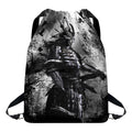 Dark Samurai Warrior Print Drawstring Backpack