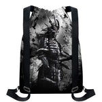 Dark Samurai Warrior Print Drawstring Backpack