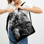 Dark Samurai Warrior Print Drawstring Backpack