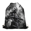 Dark Samurai Warrior Print Drawstring Bag