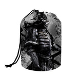 Dark Samurai Warrior Print Drawstring Makeup Bag
