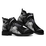 Dark Samurai Warrior Print Flat Ankle Boots