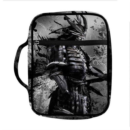 Dark Samurai Warrior Print Front Pocket Bible Bag