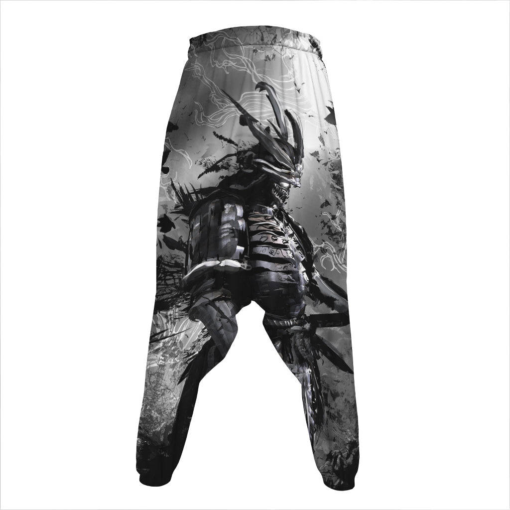 Dark Samurai Warrior Print Hammer Pants