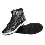 Dark Samurai Warrior Print High Top Leather Sneakers