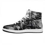 Dark Samurai Warrior Print High Top Leather Sneakers