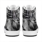 Dark Samurai Warrior Print High Top Leather Sneakers