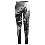 Dark Samurai Warrior Print High-Waisted Pocket Leggings