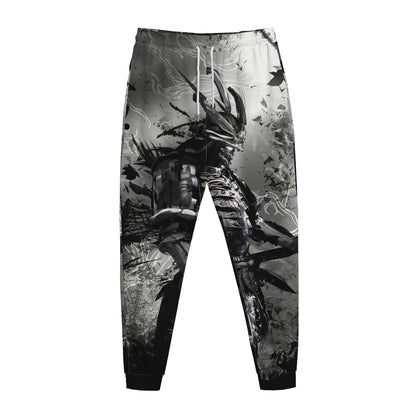 Dark Samurai Warrior Print Jogger Pants