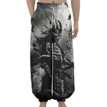 Dark Samurai Warrior Print Lantern Pants