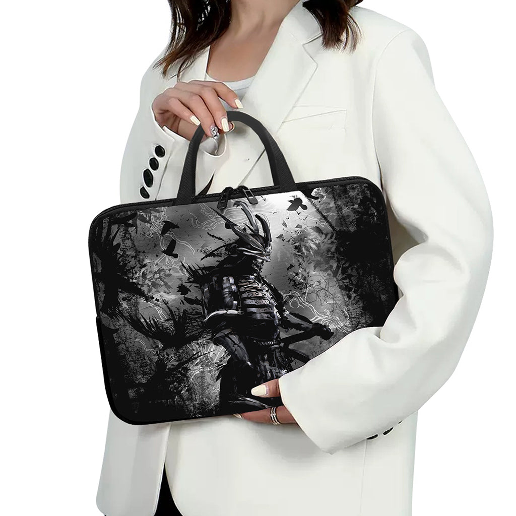 Dark Samurai Warrior Print Laptop Sleeve With Handle