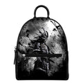 Dark Samurai Warrior Print Leather Backpack