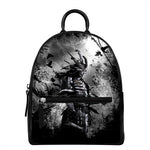 Dark Samurai Warrior Print Leather Backpack