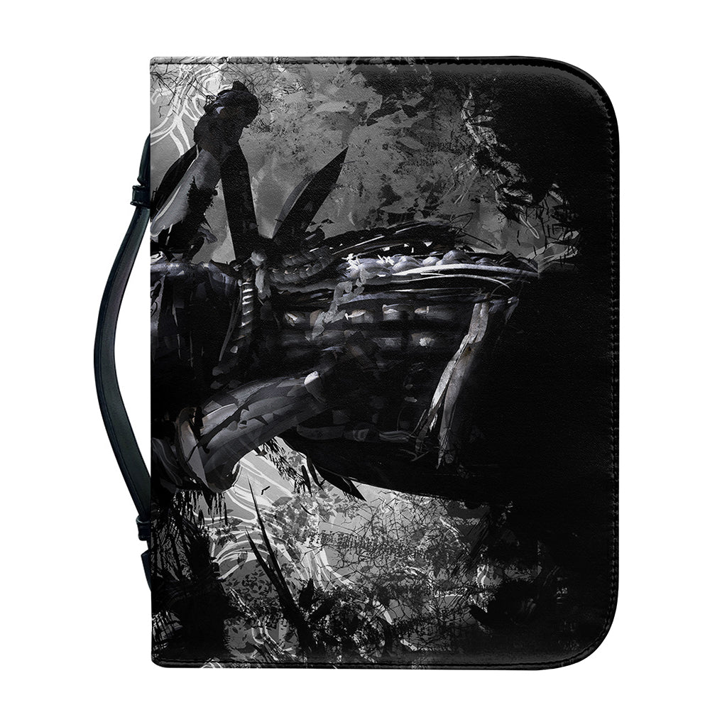 Dark Samurai Warrior Print Leather Bible Cover