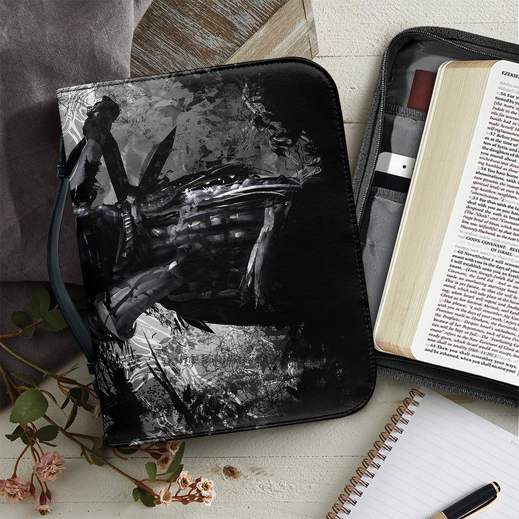 Dark Samurai Warrior Print Leather Bible Cover