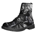 Dark Samurai Warrior Print Lace-Up Boots