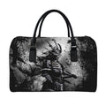 Dark Samurai Warrior Print Leather Duffel Bag