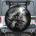 Dark Samurai Warrior Print Leather Spare Tire Cover