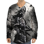 Dark Samurai Warrior Print Long Sleeve Baseball Jersey