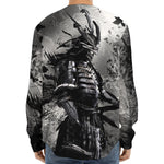 Dark Samurai Warrior Print Long Sleeve Baseball Jersey