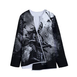 Dark Samurai Warrior Print Long Sleeve Short Coat