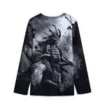 Dark Samurai Warrior Print Long Sleeve Short Coat