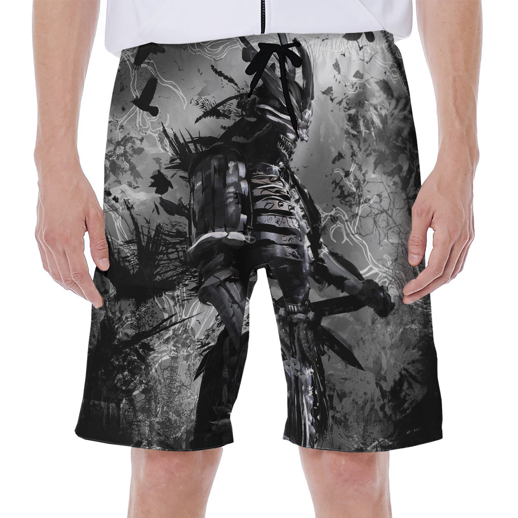 Dark Samurai Warrior Print Men's Beach Shorts