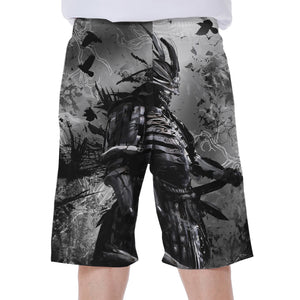 Dark Samurai Warrior Print Men's Beach Shorts