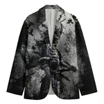 Dark Samurai Warrior Print Men's Blazer
