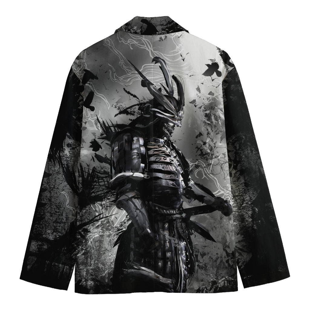 Dark Samurai Warrior Print Men's Blazer