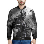 Dark Samurai Warrior Print Men's Bomber Jacket