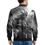 Dark Samurai Warrior Print Men's Bomber Jacket