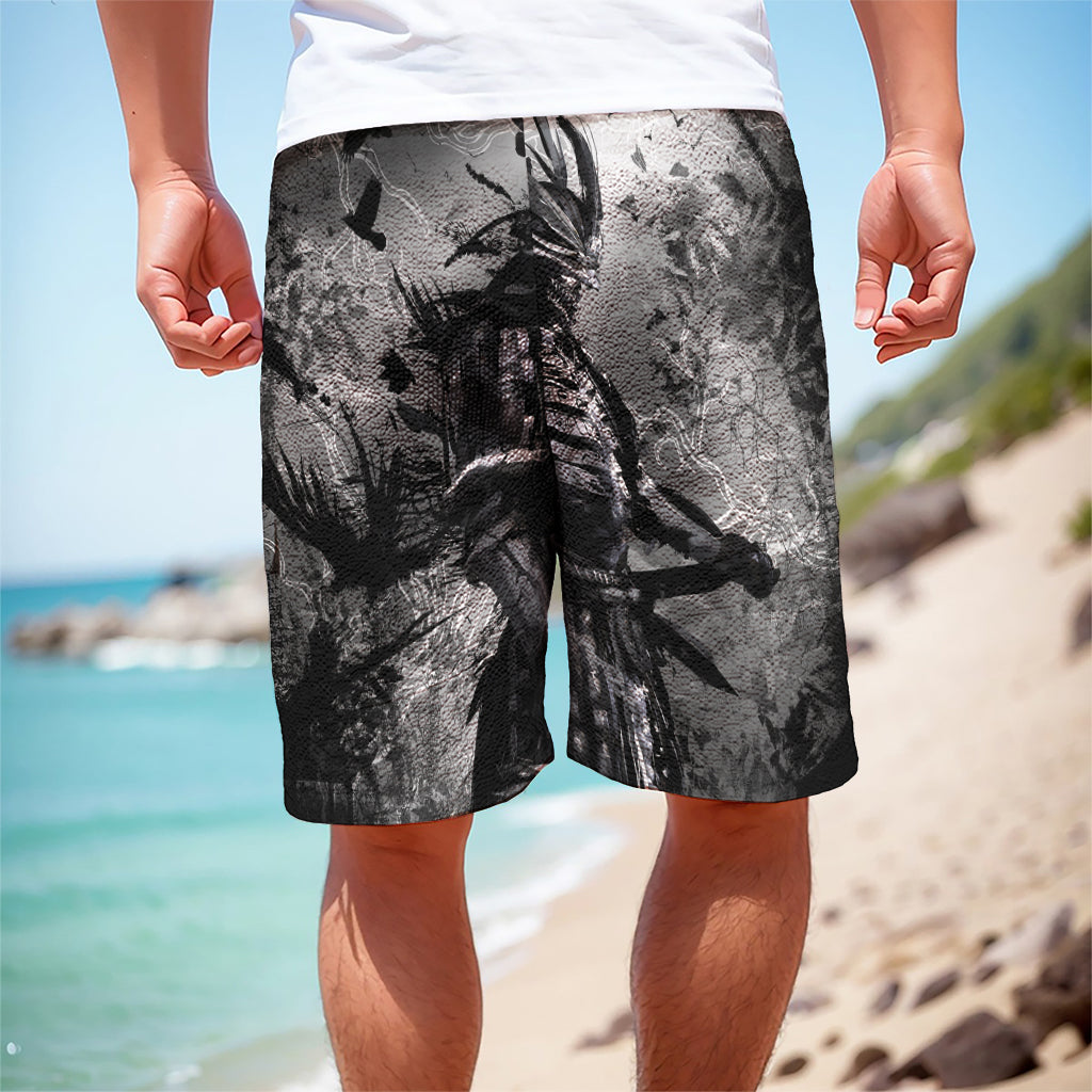 Dark Samurai Warrior Print Men's Cargo Shorts