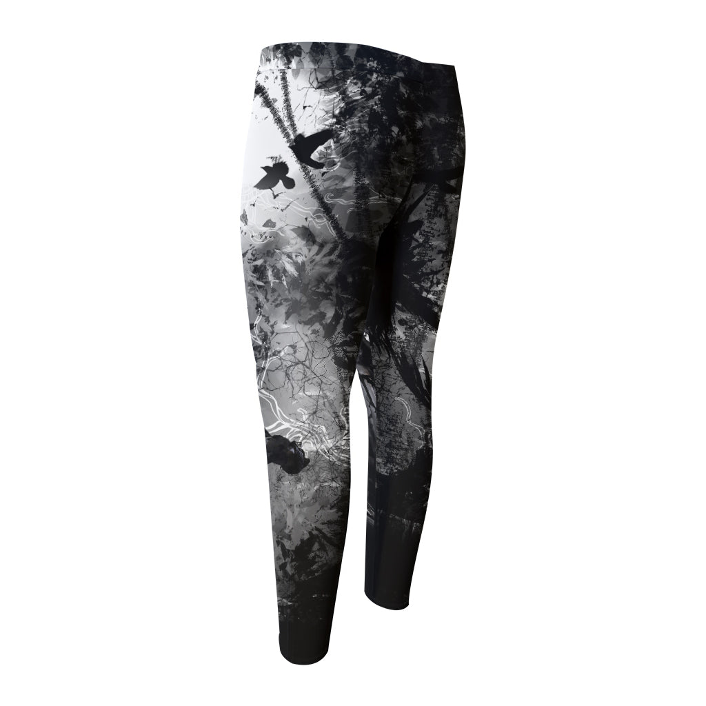 Dark Samurai Warrior Print Men's Compression Pants